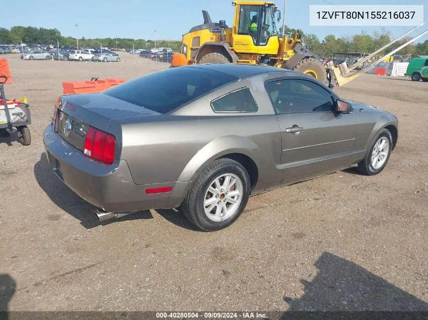 2005 Ford Mustang V6 Deluxe/V6 Premium VIN: 1ZVFT80N155216037 Lot: 40280504