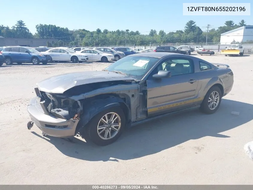 2005 Ford Mustang V6 Deluxe/V6 Premium VIN: 1ZVFT80N655202196 Lot: 40286273