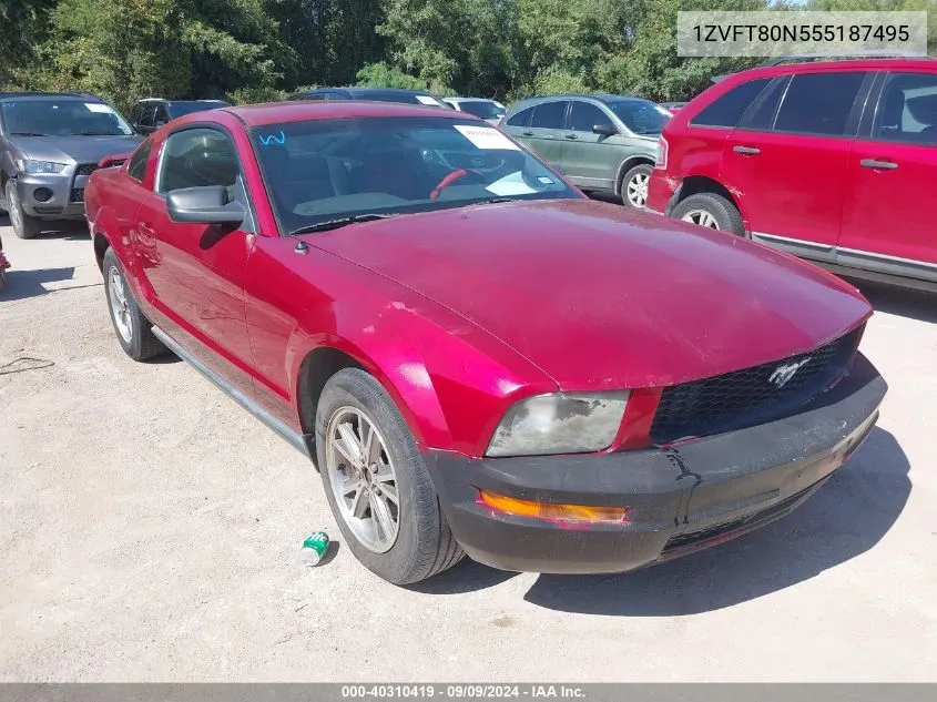 2005 Ford Mustang V6 Deluxe/V6 Premium VIN: 1ZVFT80N555187495 Lot: 40310419