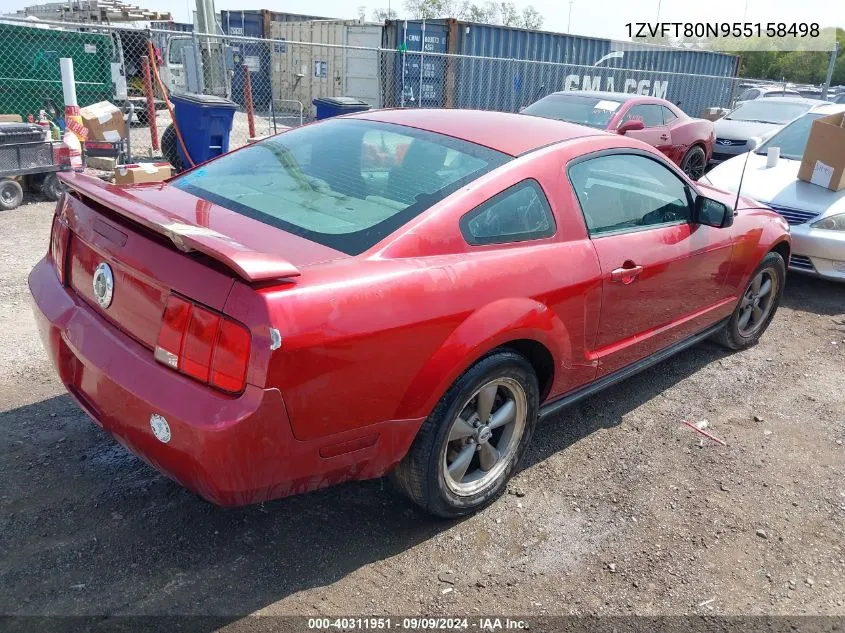 2005 Ford Mustang V6 Deluxe/V6 Premium VIN: 1ZVFT80N955158498 Lot: 40311951