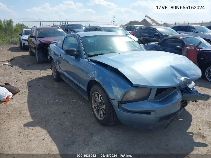 2005 Ford Mustang V6 Deluxe/V6 Premium VIN: 1ZVFT80N655162024 Lot: 40360921