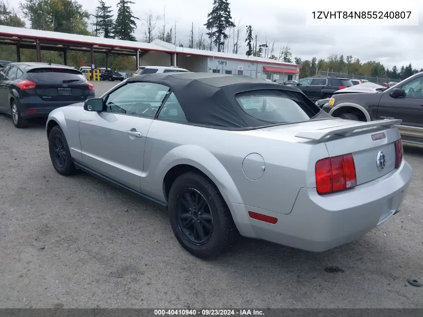 2005 Ford Mustang VIN: 1ZVHT84N855240807 Lot: 40410940