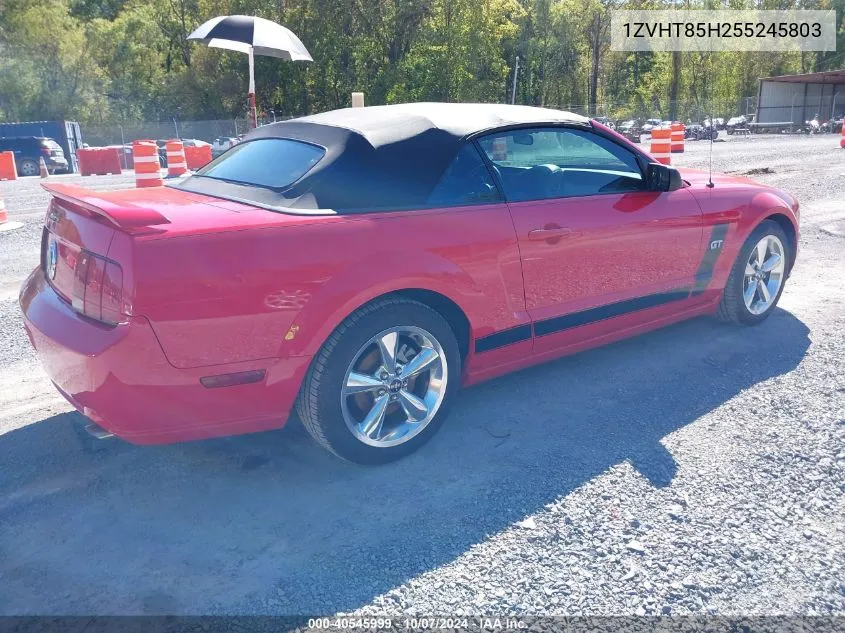 2005 Ford Mustang Gt VIN: 1ZVHT85H255245803 Lot: 40545999