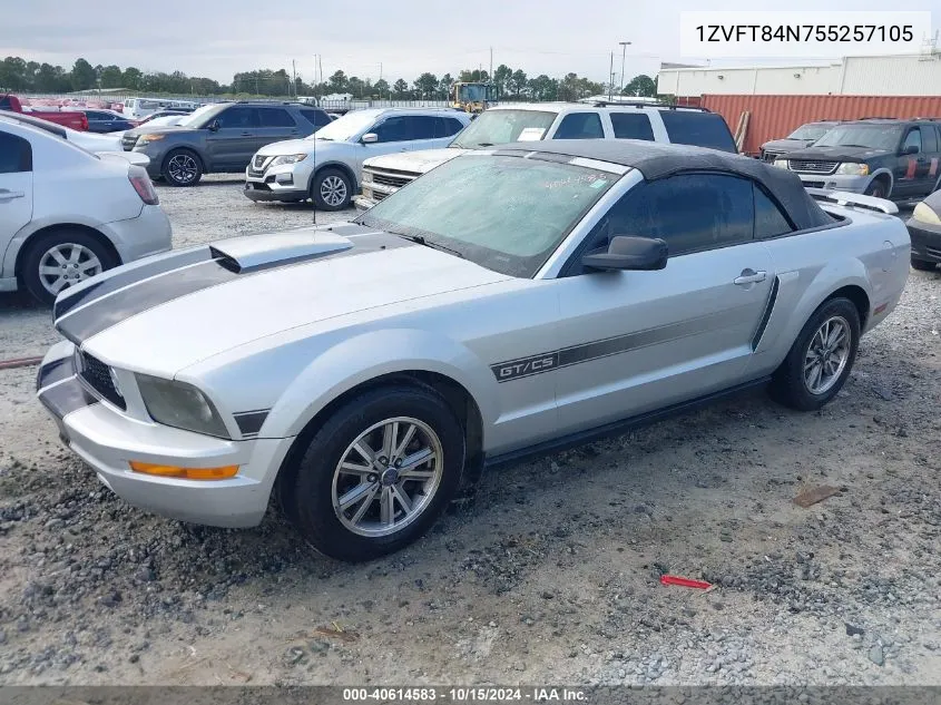 2005 Ford Mustang VIN: 1ZVFT84N755257105 Lot: 40614583