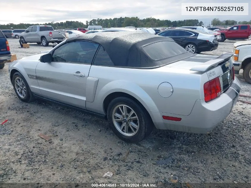 2005 Ford Mustang VIN: 1ZVFT84N755257105 Lot: 40614583