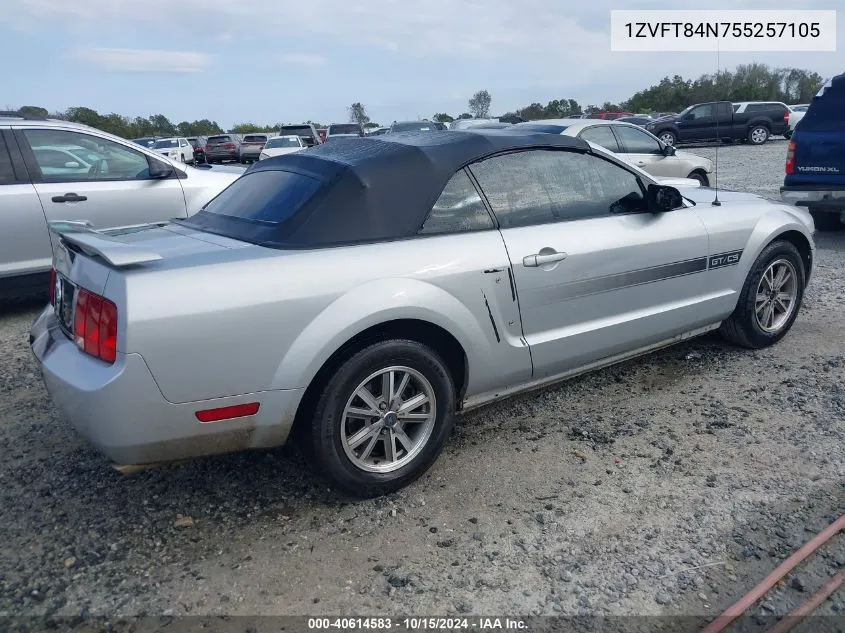 2005 Ford Mustang VIN: 1ZVFT84N755257105 Lot: 40614583