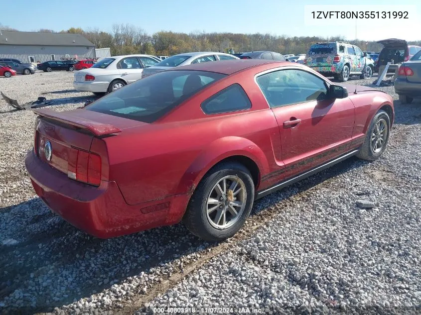 2005 Ford Mustang V6 Deluxe/V6 Premium VIN: 1ZVFT80N355131992 Lot: 40803918