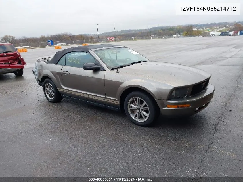 2005 Ford Mustang VIN: 1ZVFT84N055214712 Lot: 40855851