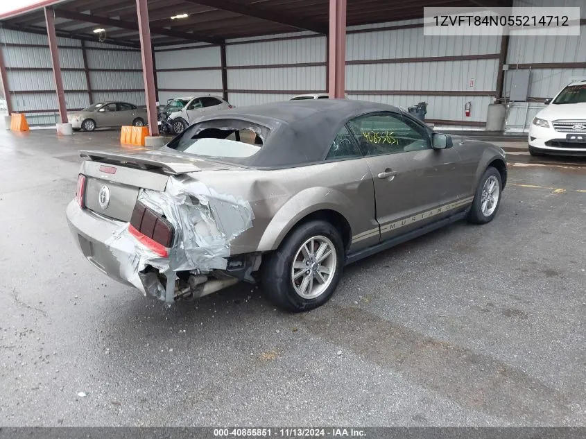 2005 Ford Mustang VIN: 1ZVFT84N055214712 Lot: 40855851