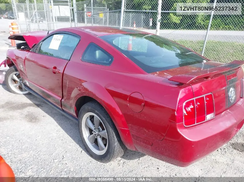 2006 Ford Mustang V6 VIN: 1ZVHT80N965237342 Lot: 39358498