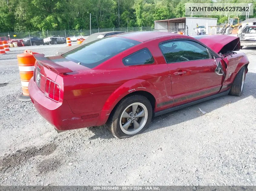 2006 Ford Mustang V6 VIN: 1ZVHT80N965237342 Lot: 39358498