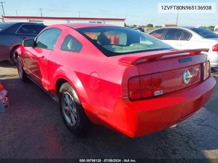 2006 Ford Mustang V6 VIN: 1ZVFT80N965136938 Lot: 39795128