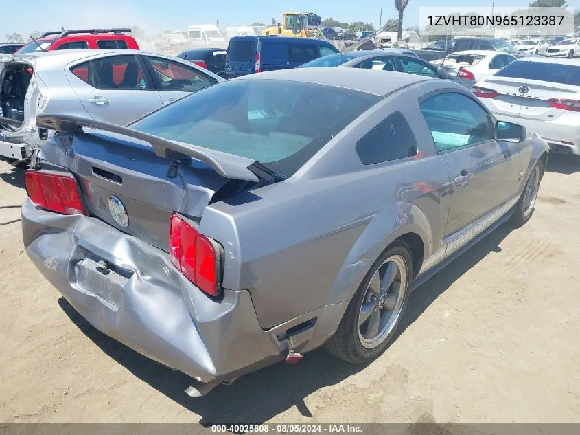 2006 Ford Mustang V6 VIN: 1ZVHT80N965123387 Lot: 40025808