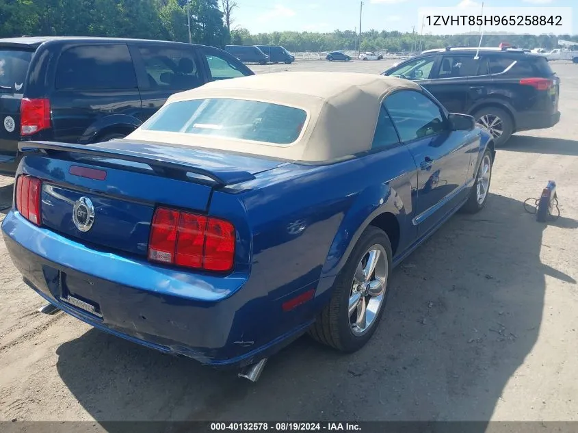 2006 Ford Mustang Gt VIN: 1ZVHT85H965258842 Lot: 40132578