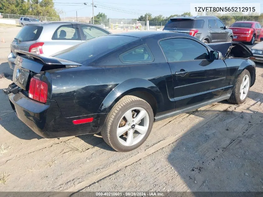 2006 Ford Mustang V6 VIN: 1ZVFT80N565212915 Lot: 40210601