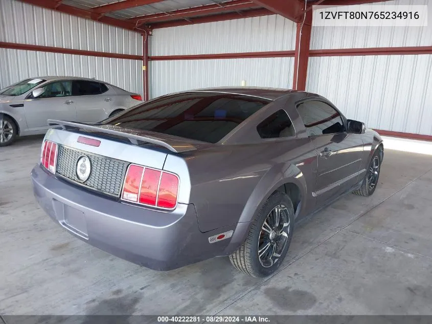 2006 Ford Mustang V6 VIN: 1ZVFT80N765234916 Lot: 40222281