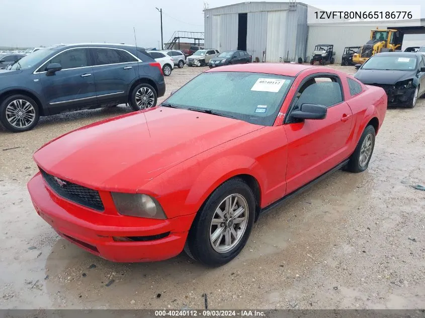 2006 Ford Mustang V6 VIN: 1ZVFT80N665186776 Lot: 40240112