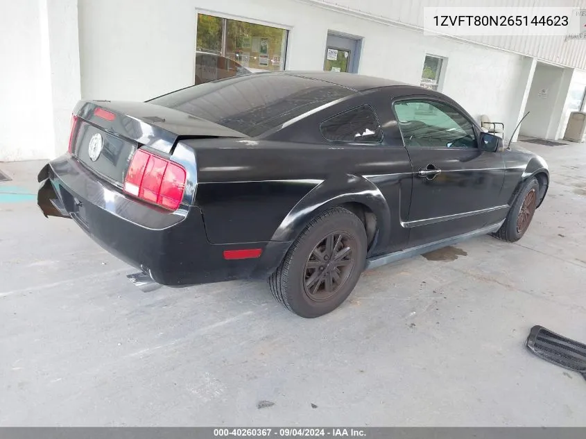 2006 Ford Mustang V6 VIN: 1ZVFT80N265144623 Lot: 40260367