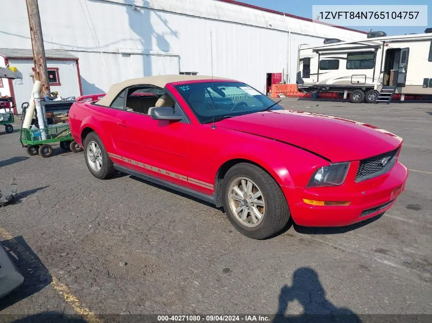 1ZVFT84N765104757 2006 Ford Mustang V6