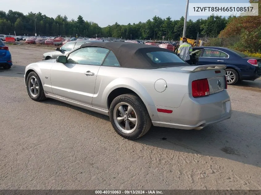 2006 Ford Mustang Gt VIN: 1ZVFT85H665108517 Lot: 40310063