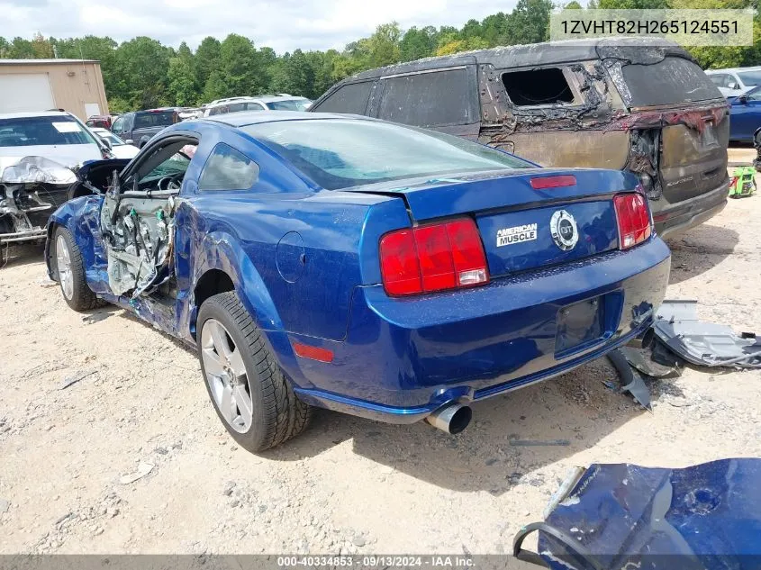 1ZVHT82H265124551 2006 Ford Mustang Gt