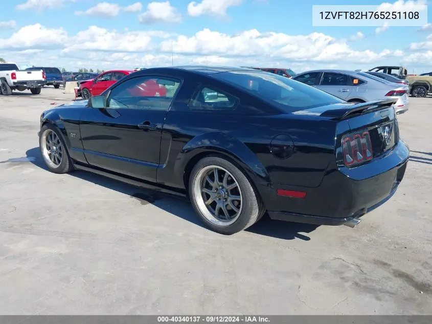 2006 Ford Mustang Gt VIN: 1ZVFT82H765251108 Lot: 40340137