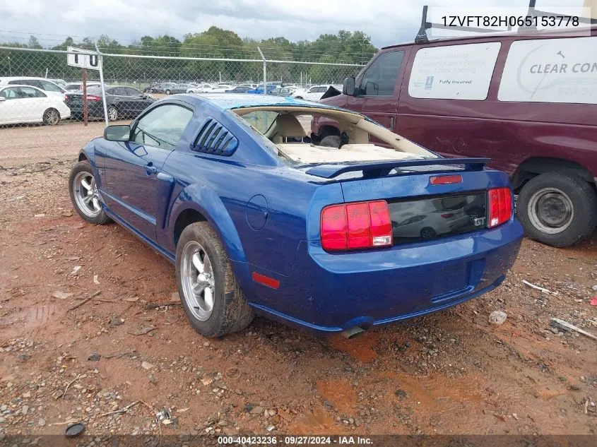 2006 Ford Mustang Gt VIN: 1ZVFT82H065153778 Lot: 40423236