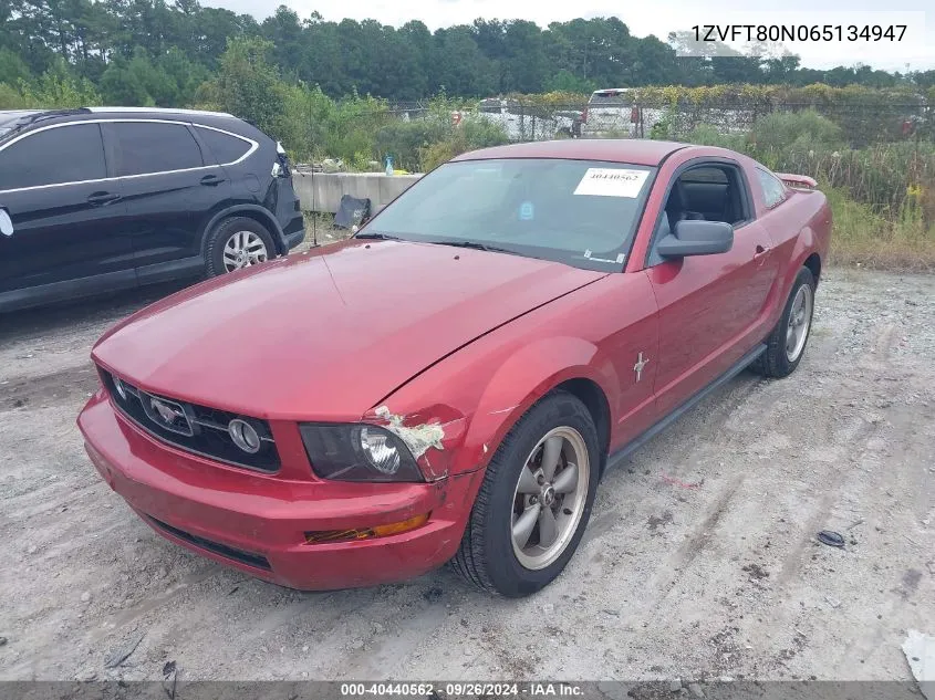 2006 Ford Mustang V6 VIN: 1ZVFT80N065134947 Lot: 40440562