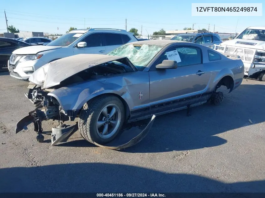 2006 Ford Mustang V6 VIN: 1ZVFT80N465249874 Lot: 40451186