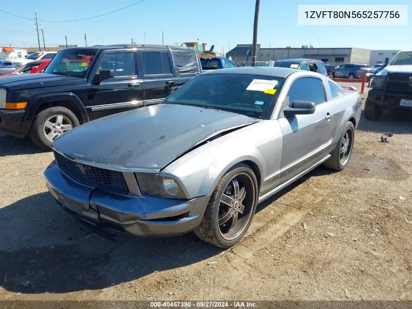 2006 Ford Mustang V6 VIN: 1ZVFT80N565257756 Lot: 40457390