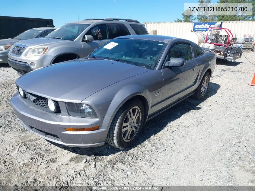 2006 Ford Mustang Gt VIN: 1ZVFT82H865210700 Lot: 40636326