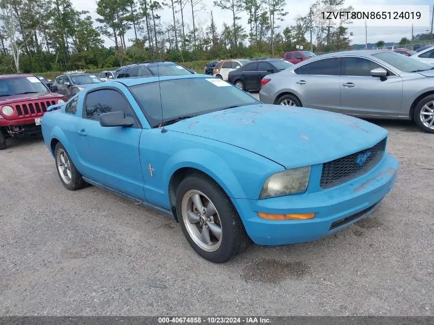 2006 Ford Mustang V6 VIN: 1ZVFT80N865124019 Lot: 40674858