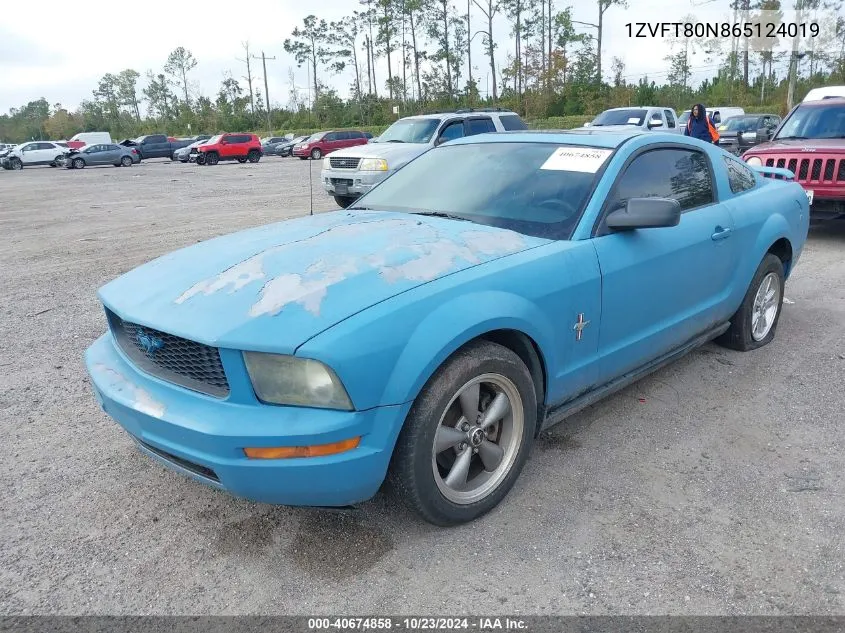 2006 Ford Mustang V6 VIN: 1ZVFT80N865124019 Lot: 40674858