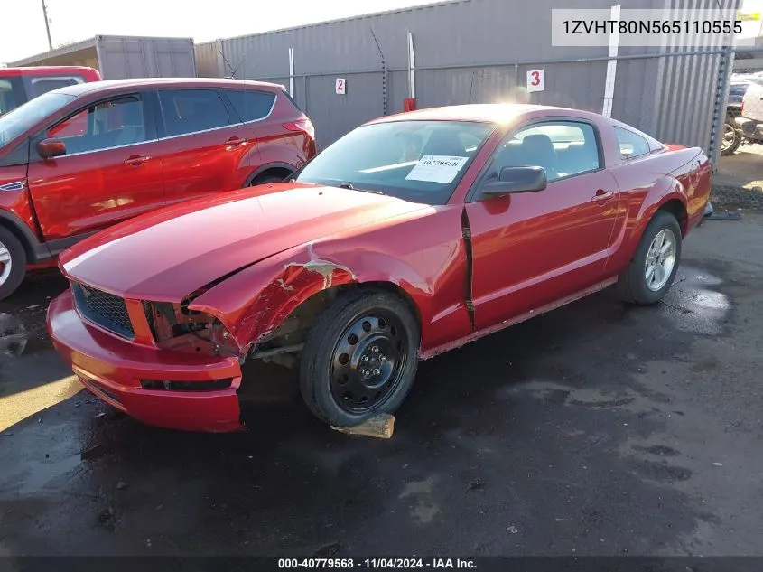 2006 Ford Mustang V6 VIN: 1ZVHT80N565110555 Lot: 40779568