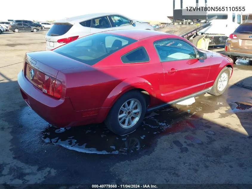 2006 Ford Mustang V6 VIN: 1ZVHT80N565110555 Lot: 40779568