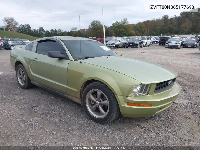 2006 Ford Mustang V6 VIN: 1ZVFT80N065177698 Lot: 40799275