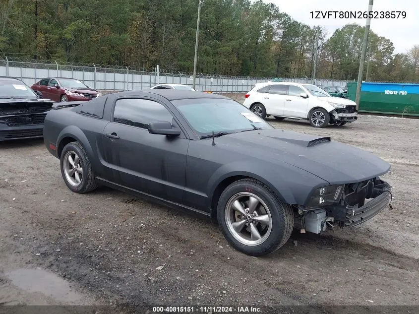 2006 Ford Mustang V6 VIN: 1ZVFT80N265238579 Lot: 40815151