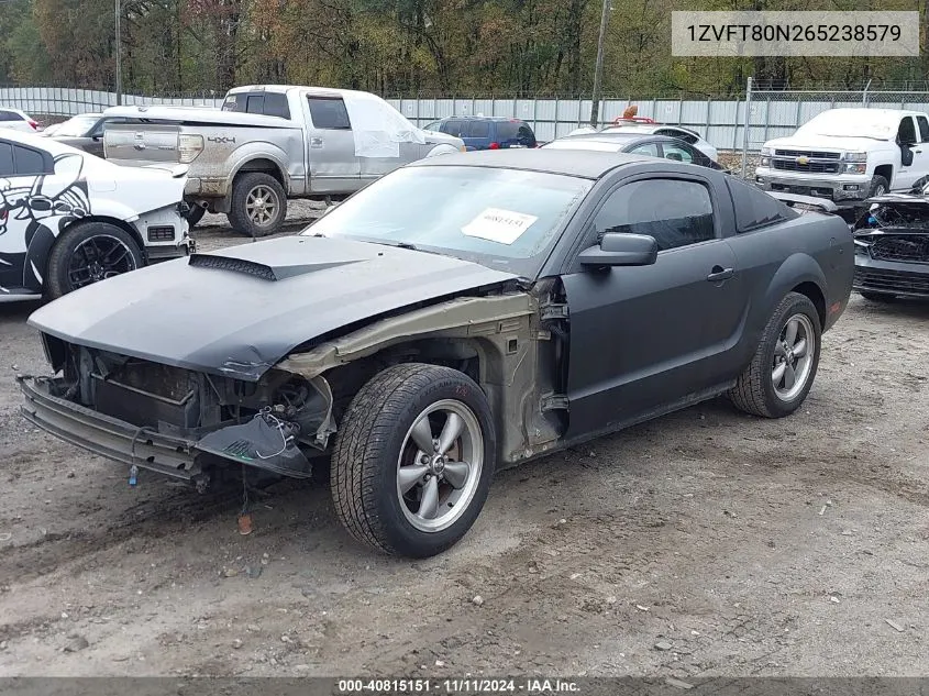 2006 Ford Mustang V6 VIN: 1ZVFT80N265238579 Lot: 40815151