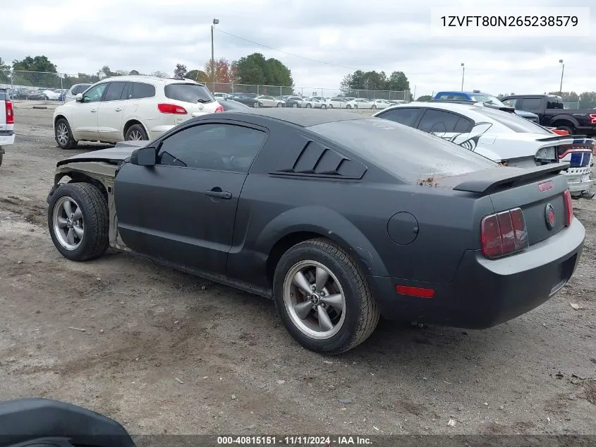 2006 Ford Mustang V6 VIN: 1ZVFT80N265238579 Lot: 40815151