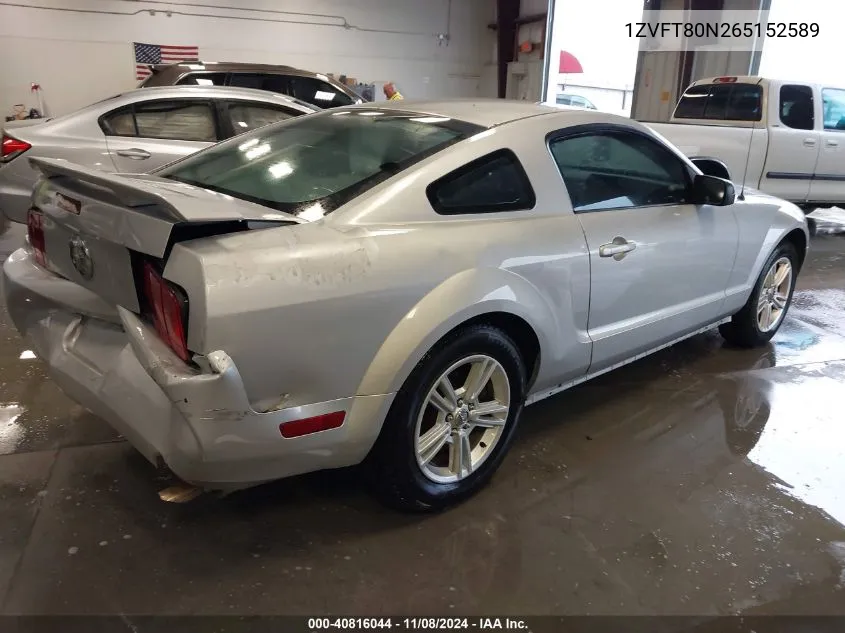 2006 Ford Mustang V6 VIN: 1ZVFT80N265152589 Lot: 40816044