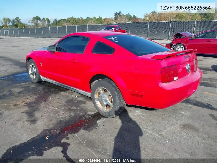 2006 Ford Mustang V6 VIN: 1ZVFT80N665226564 Lot: 40824495