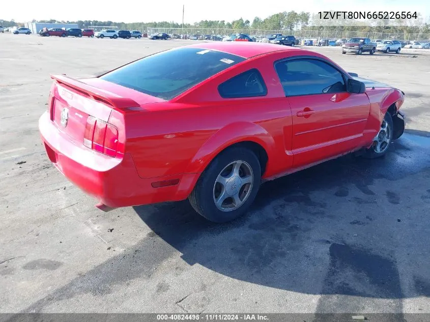 2006 Ford Mustang V6 VIN: 1ZVFT80N665226564 Lot: 40824495