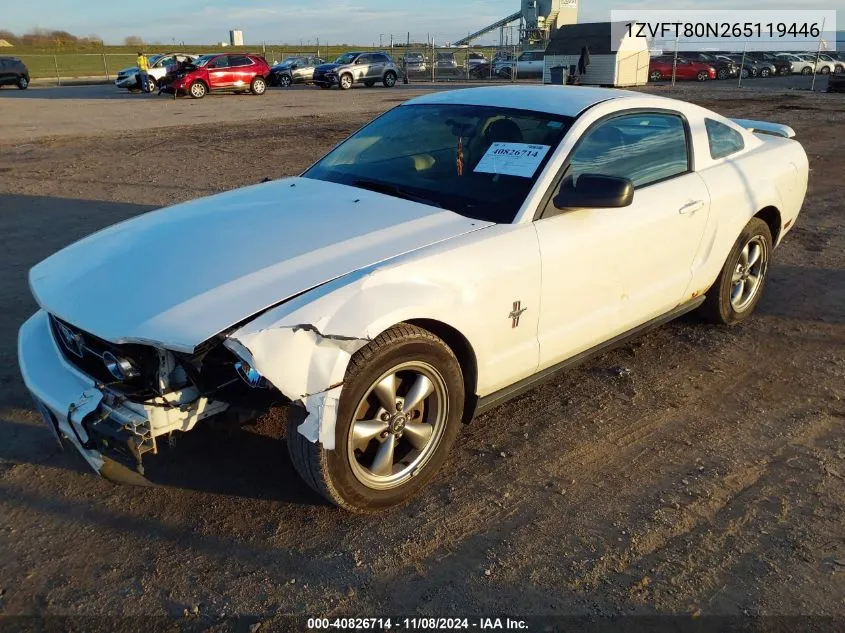 2006 Ford Mustang V6 VIN: 1ZVFT80N265119446 Lot: 40826714