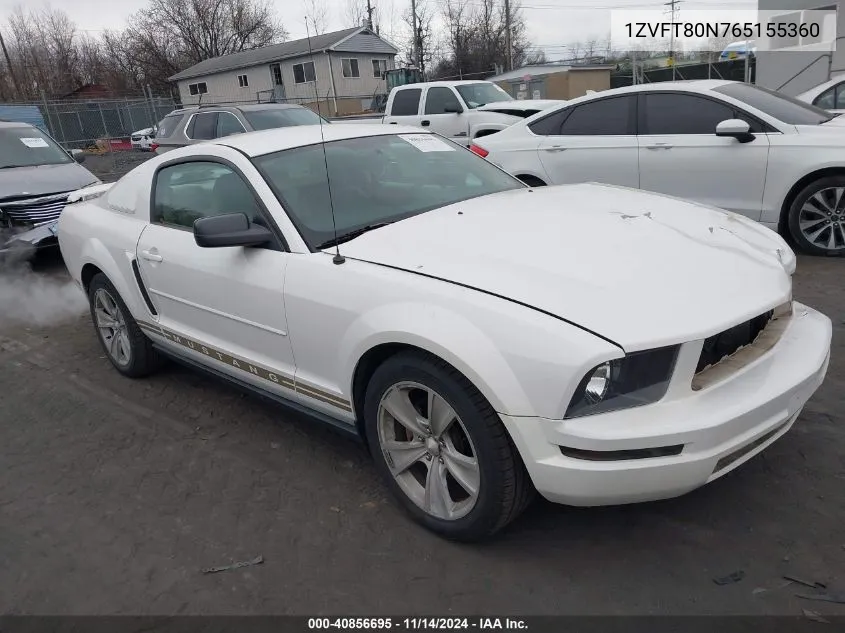 2006 Ford Mustang V6 VIN: 1ZVFT80N765155360 Lot: 40856695