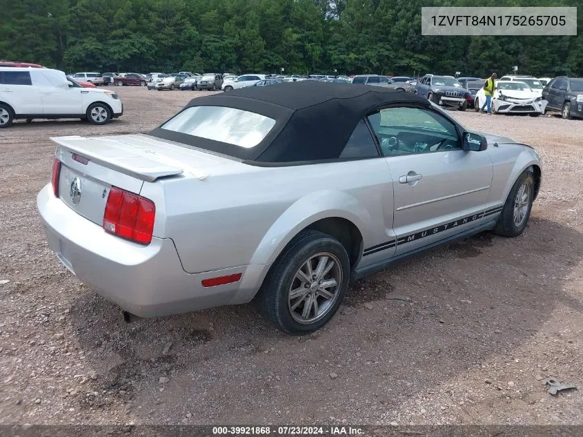 2007 Ford Mustang V6 Deluxe/V6 Premium VIN: 1ZVFT84N175265705 Lot: 39921868