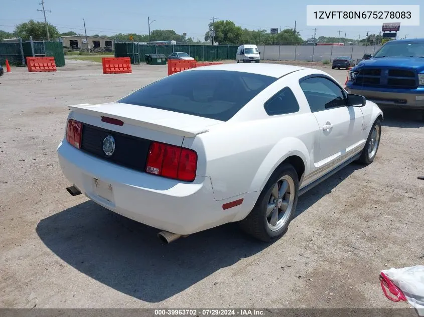 2007 Ford Mustang VIN: 1ZVFT80N675278083 Lot: 39963702