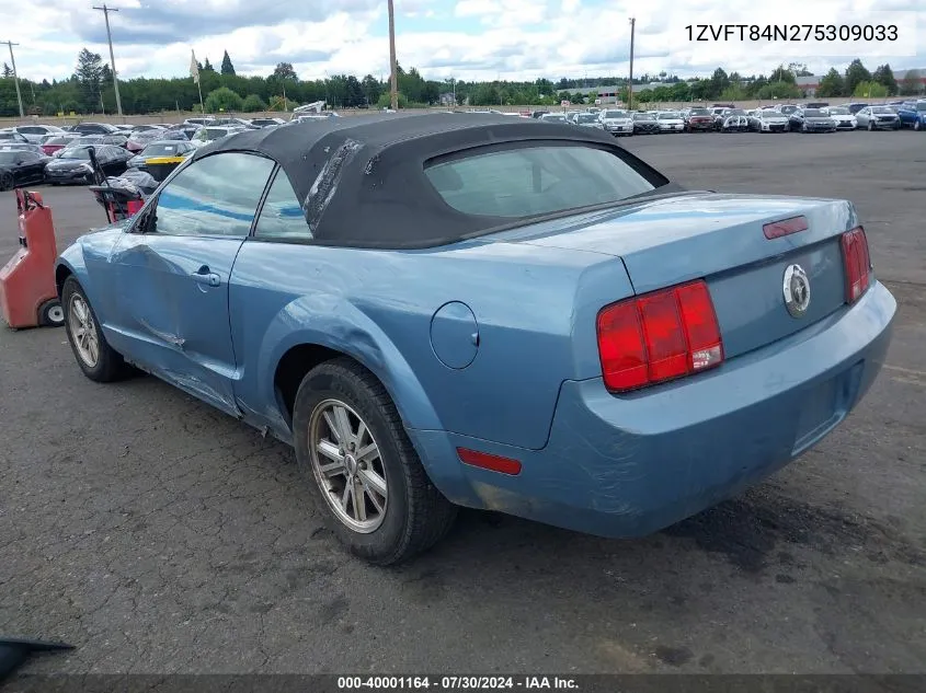 2007 Ford Mustang V6 Deluxe/V6 Premium VIN: 1ZVFT84N275309033 Lot: 40001164