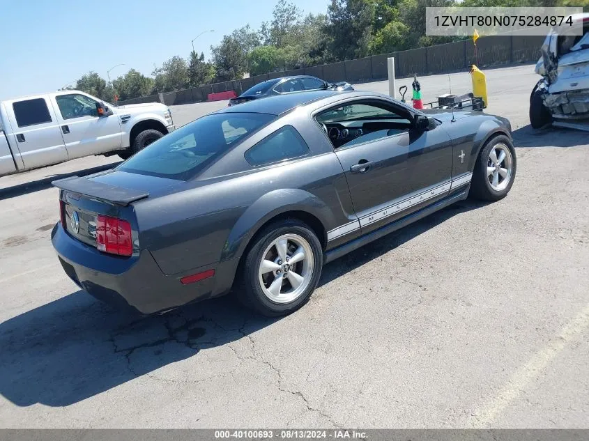 2007 Ford Mustang V6 Deluxe/V6 Premium VIN: 1ZVHT80N075284874 Lot: 40100693