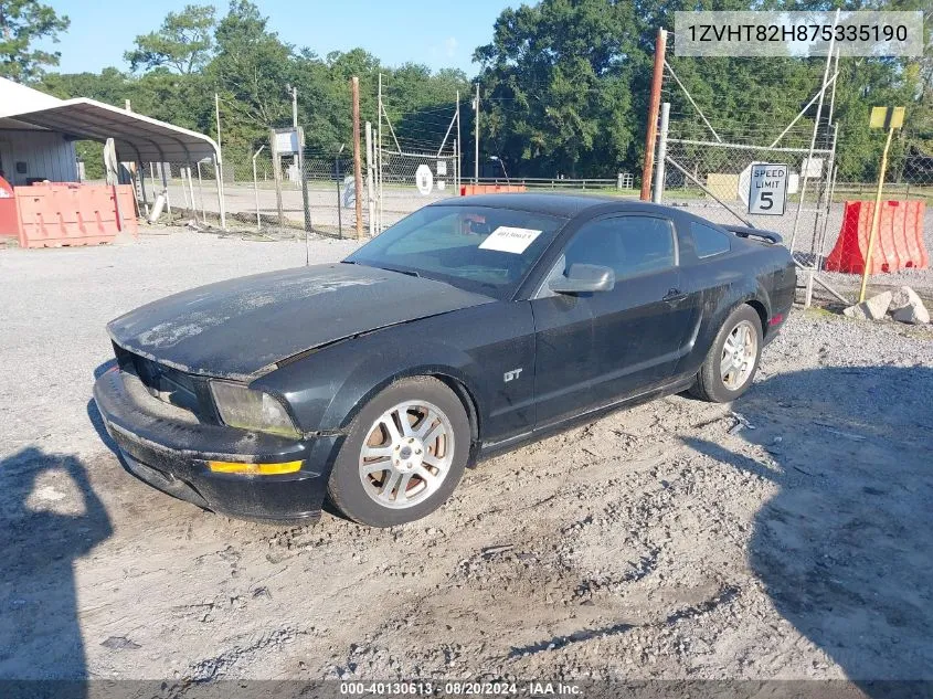 2007 Ford Mustang Gt Deluxe/Gt Premium VIN: 1ZVHT82H875335190 Lot: 40130613