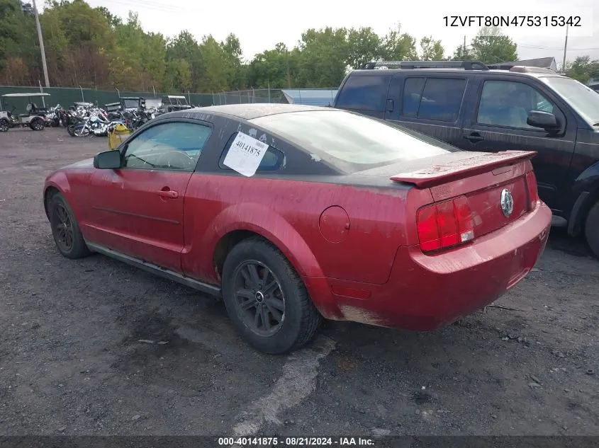 1ZVFT80N475315342 2007 Ford Mustang V6 Deluxe/V6 Premium